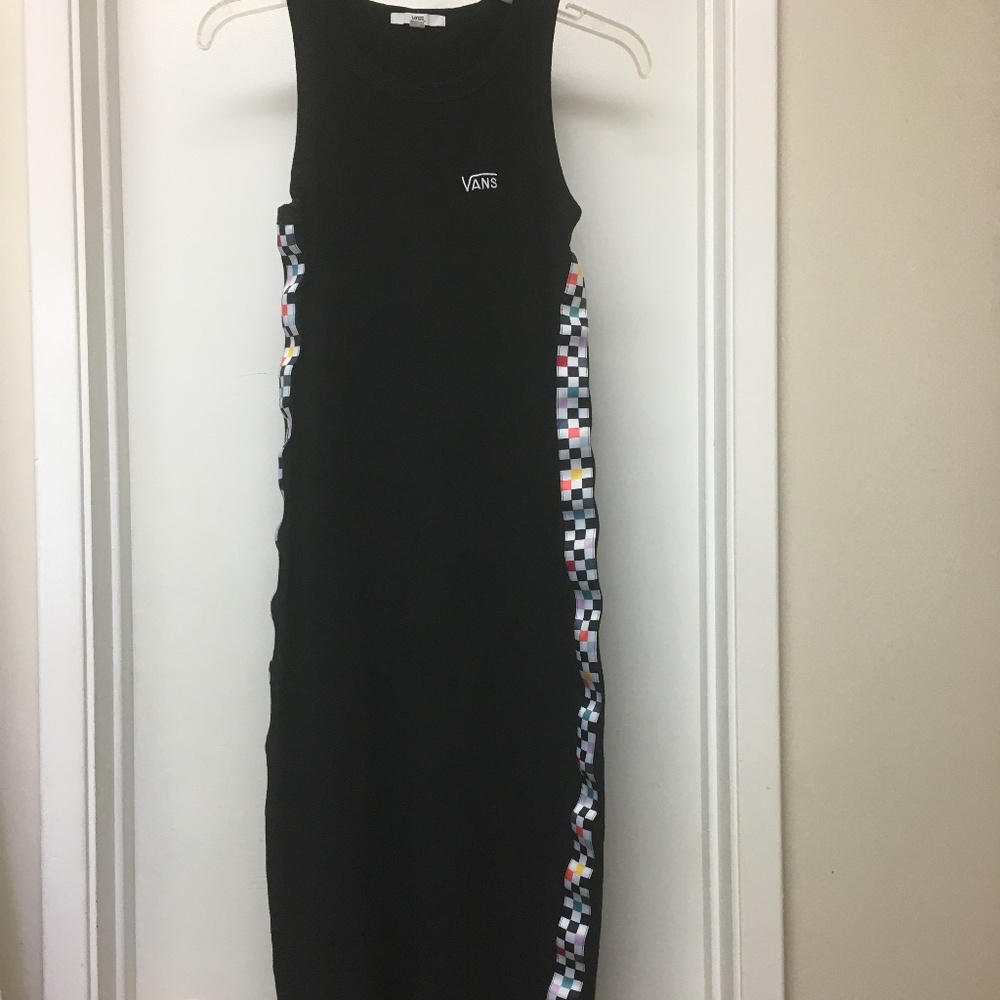 VANS Black Checkered Side Sleeveless Midi Tank Dress - Picture 5 of 14